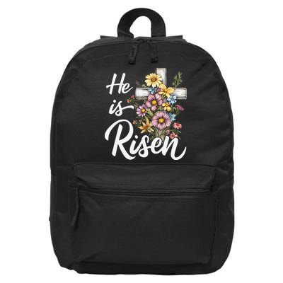 Happy Easter He Is Risen God Jesus Floral Cross Christian 16 in Basic Backpack