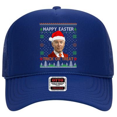 Happy Easter Hlw Funny Joe Biden Christmas Ugly Sweater Gift High Crown Mesh Back Trucker Hat