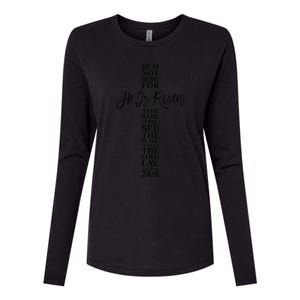 Happy Easter He Is Risen Jesus Cross Scripture Matthew Womens Cotton Relaxed Long Sleeve T-Shirt