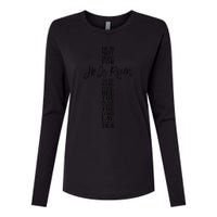 Happy Easter He Is Risen Jesus Cross Scripture Matthew Womens Cotton Relaxed Long Sleeve T-Shirt