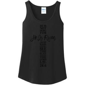 Happy Easter He Is Risen Jesus Cross Scripture Matthew Ladies Essential Tank