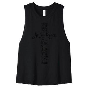 Happy Easter He Is Risen Jesus Cross Scripture Matthew Women's Racerback Cropped Tank