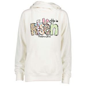 Happy Easter He Is Risen Jesus Christian Womens Funnel Neck Pullover Hood