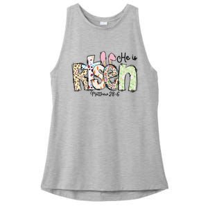 Happy Easter He Is Risen Jesus Christian Ladies PosiCharge Tri-Blend Wicking Tank