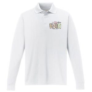 Happy Easter He Is Risen Jesus Christian Performance Long Sleeve Polo