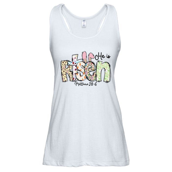 Happy Easter He Is Risen Jesus Christian Ladies Essential Flowy Tank