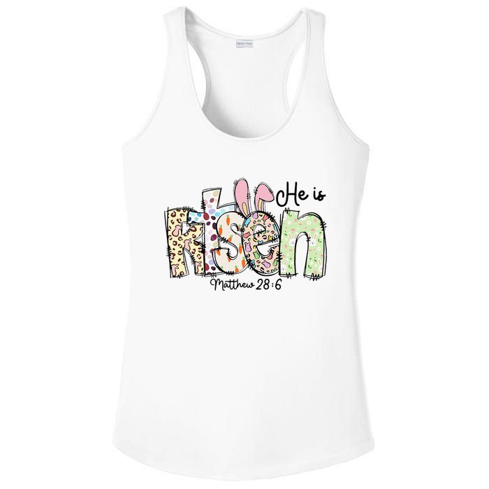 Happy Easter He Is Risen Jesus Christian Ladies PosiCharge Competitor Racerback Tank