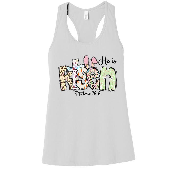 Happy Easter He Is Risen Jesus Christian Women's Racerback Tank