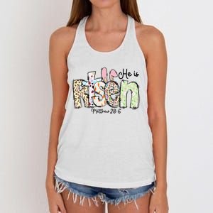 Happy Easter He Is Risen Jesus Christian Women's Knotted Racerback Tank