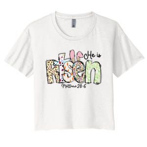 Happy Easter He Is Risen Jesus Christian Women's Crop Top Tee