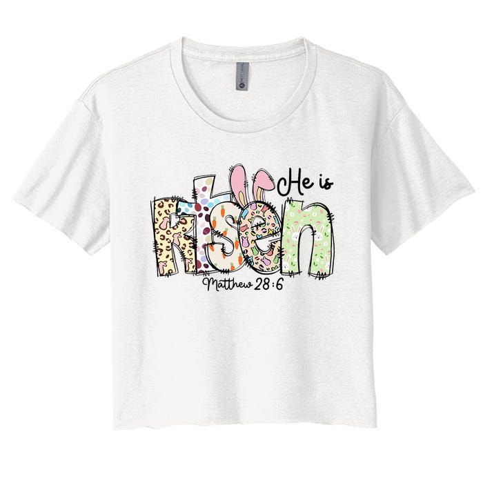 Happy Easter He Is Risen Jesus Christian Women's Crop Top Tee