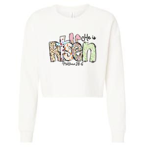 Happy Easter He Is Risen Jesus Christian Cropped Pullover Crew