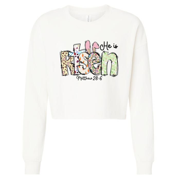 Happy Easter He Is Risen Jesus Christian Cropped Pullover Crew