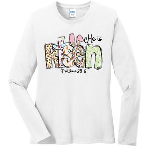 Happy Easter He Is Risen Jesus Christian Ladies Long Sleeve Shirt