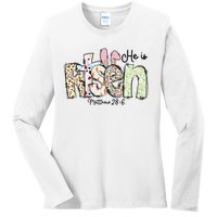 Happy Easter He Is Risen Jesus Christian Ladies Long Sleeve Shirt