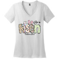 Happy Easter He Is Risen Jesus Christian Women's V-Neck T-Shirt