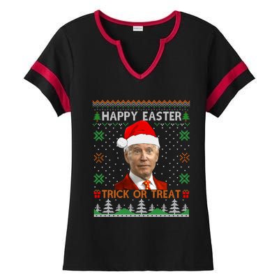 Happy Easter Hlw Funny Joe Biden Christmas Ugly Sweater Gift Ladies Halftime Notch Neck Tee