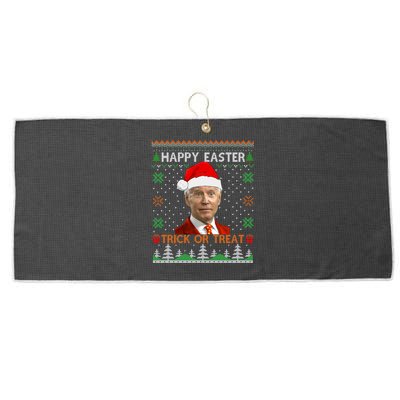 Happy Easter Hlw Funny Joe Biden Christmas Ugly Sweater Gift Large Microfiber Waffle Golf Towel