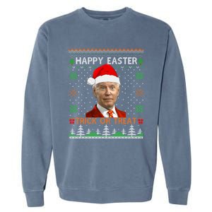 Happy Easter Hlw Funny Joe Biden Christmas Ugly Sweater Gift Garment-Dyed Sweatshirt