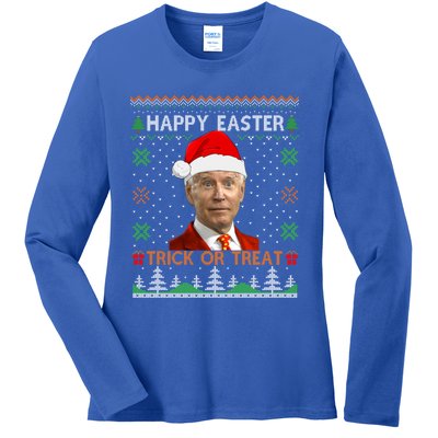 Happy Easter Hlw Funny Joe Biden Christmas Ugly Sweater Gift Ladies Long Sleeve Shirt