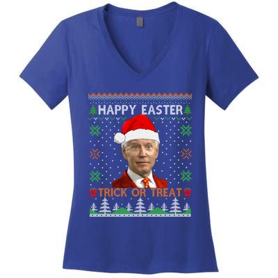 Happy Easter Hlw Funny Joe Biden Christmas Ugly Sweater Gift Women's V-Neck T-Shirt