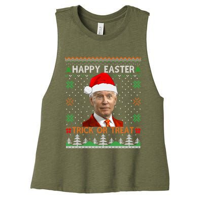 Happy Easter Hlw Funny Joe Biden Christmas Ugly Sweater Gift Women's Racerback Cropped Tank