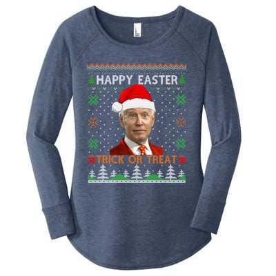 Happy Easter Hlw Funny Joe Biden Christmas Ugly Sweater Gift Women's Perfect Tri Tunic Long Sleeve Shirt