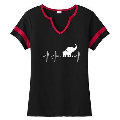 Heartbeat Elephant Ladies Halftime Notch Neck Tee