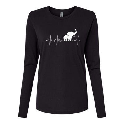 Heartbeat Elephant Womens Cotton Relaxed Long Sleeve T-Shirt