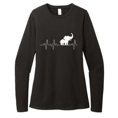 Heartbeat Elephant Womens CVC Long Sleeve Shirt