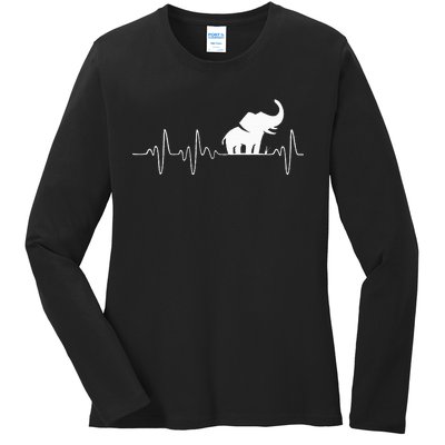 Heartbeat Elephant Ladies Long Sleeve Shirt