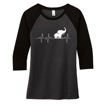 Heartbeat Elephant Women's Tri-Blend 3/4-Sleeve Raglan Shirt