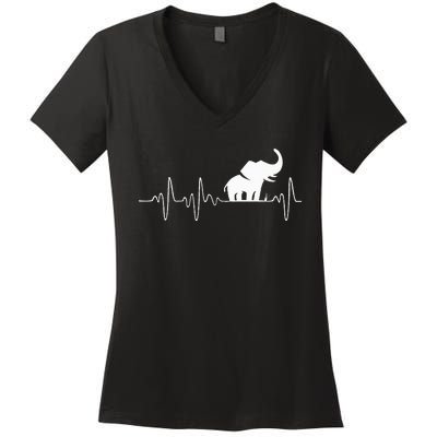 Heartbeat Elephant Women's V-Neck T-Shirt