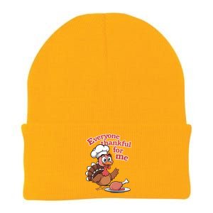 Happy Everyone Is Thankful For Me Happy Turkey Day Costume Gift Knit Cap Winter Beanie