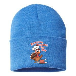 Happy Everyone Is Thankful For Me Happy Turkey Day Costume Gift Sustainable Knit Beanie