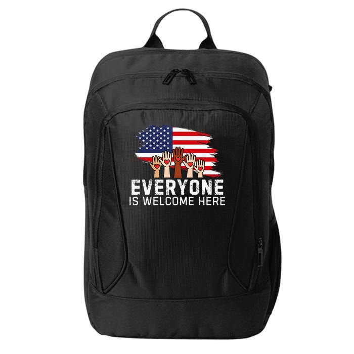 Here Everyone Is Welcome Important Idaho Teacher Funny City Backpack