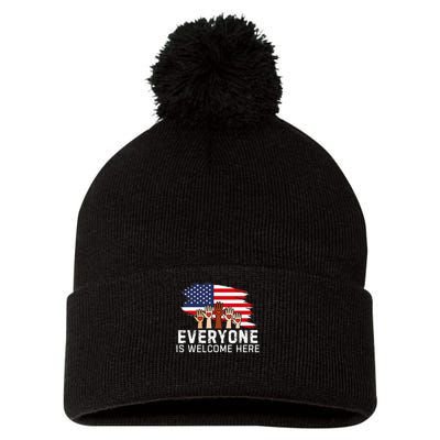 Here Everyone Is Welcome Important Idaho Teacher Funny Pom Pom 12in Knit Beanie
