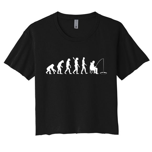 Human Evolution Ice Fishing Crop Top