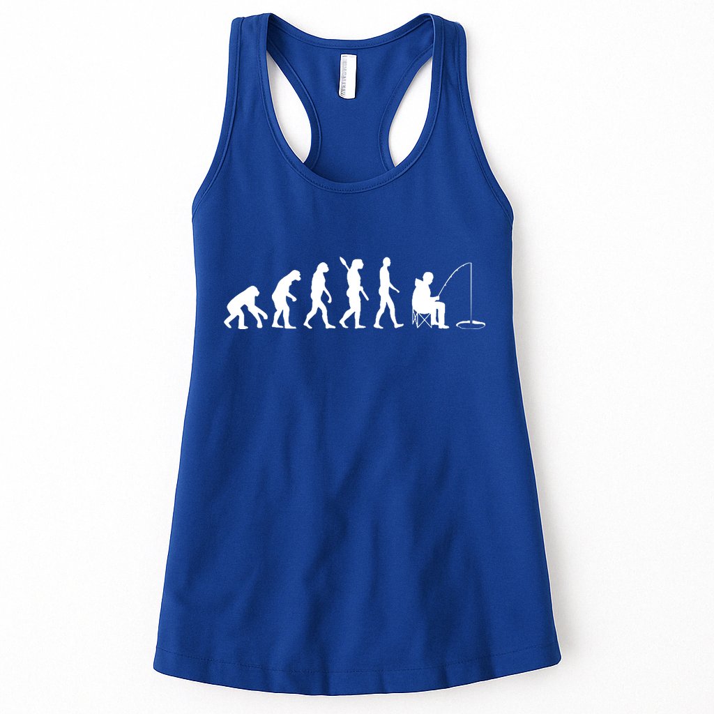 Human Evolution Ice Fishing Womens Tank Top