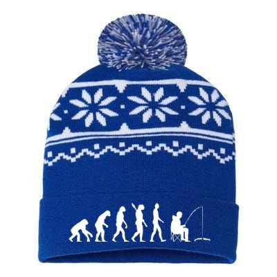 Human Evolution Ice Fishing USA-Made Snowflake Beanie