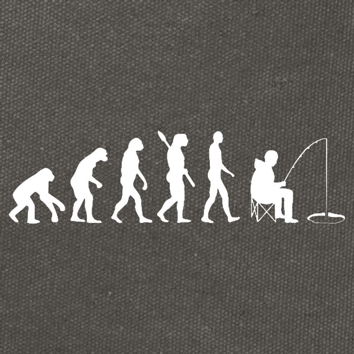 Human Evolution Ice Fishing Cotton Canvas Backpack