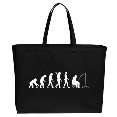 Human Evolution Ice Fishing Cotton Canvas Jumbo Tote