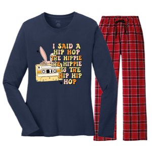 Happy Easter I Said A Hip Hop The Hippie To The Hip Hip Hop Women's Long Sleeve Flannel Pajama Set 