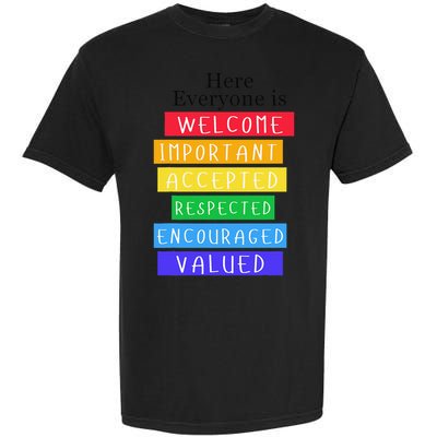 Here Everyone Is Welcome Important Idaho Teacher Funny Garment-Dyed Heavyweight T-Shirt