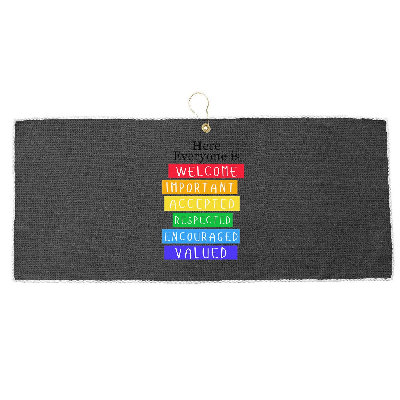Here Everyone Is Welcome Important Idaho Teacher Funny Large Microfiber Waffle Golf Towel