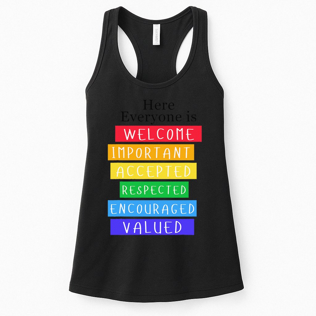 Here Everyone Is Welcome Important Idaho Teacher Funny Womens Tank Top