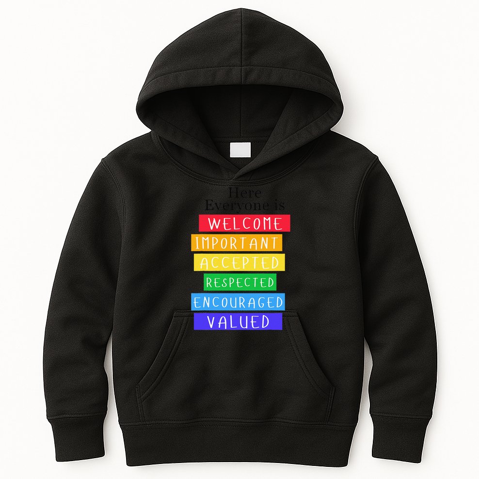 Here Everyone Is Welcome Important Idaho Teacher Funny Kids Hoodie