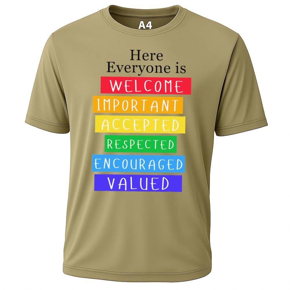 Here Everyone Is Welcome Important Idaho Teacher Funny Cooling Performance Crew T-Shirt