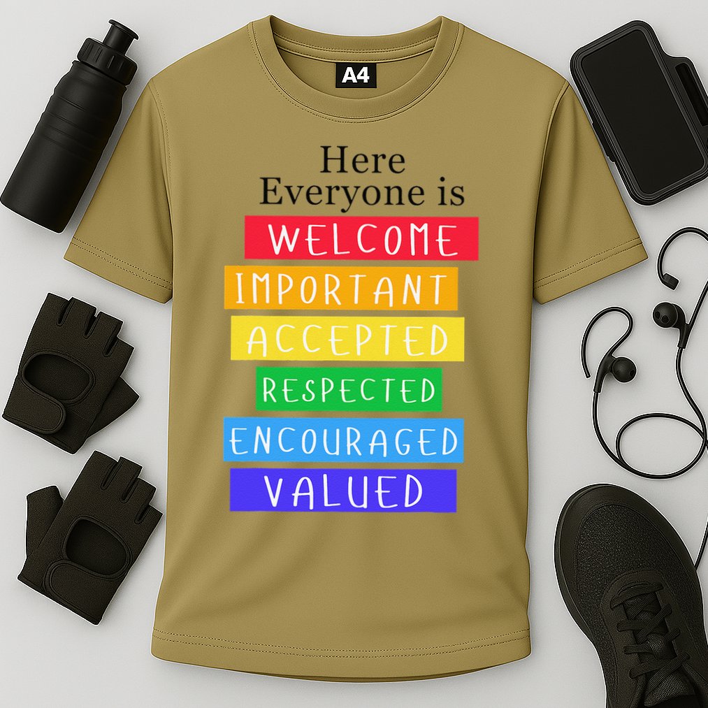 Here Everyone Is Welcome Important Idaho Teacher Funny Cooling Performance Crew T-Shirt