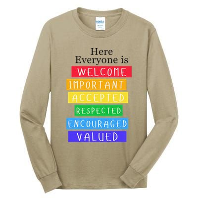 Here Everyone Is Welcome Important Idaho Teacher Funny Tall Long Sleeve T-Shirt